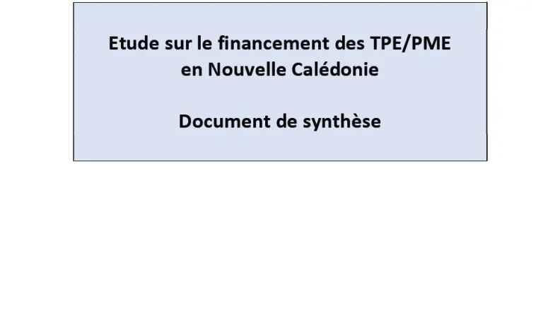 etude financement TPE PME Nouvelle-Calédonie