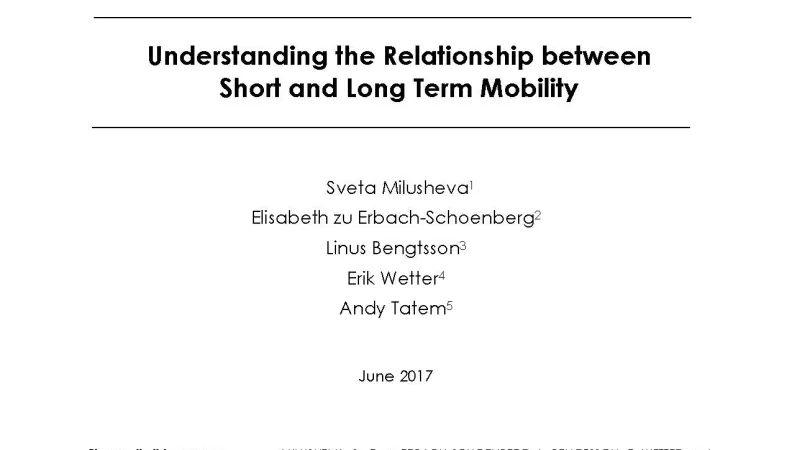 Understanding the relationship between short and long term mobility-couv