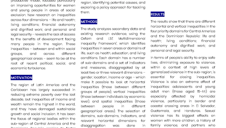 Policy dialogues on A Strategy for Reducing Inequalities in Central America and the Dominican Republic