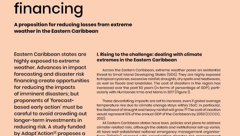Weather forecasts_risk financing_Eastern Caribbean_couv