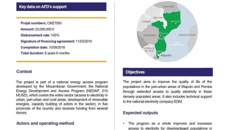 Evaluation Summary -Access to electricity in the peri-urban areas of Maputo and Pemba (EDAP) CMZ1093